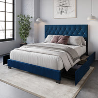 Home Design Sheffield Tufted Upholstered Storage Platform Bed Frame