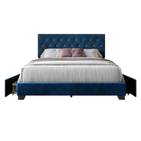 Home Design Sheffield Tufted Upholstered Storage Platform Bed Frame