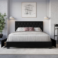 Home Design Sheffield Tufted Upholstered Storage Platform Bed Frame