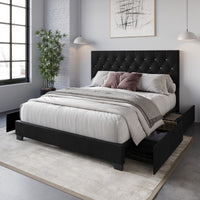 Home Design Sheffield Tufted Upholstered Storage Platform Bed Frame