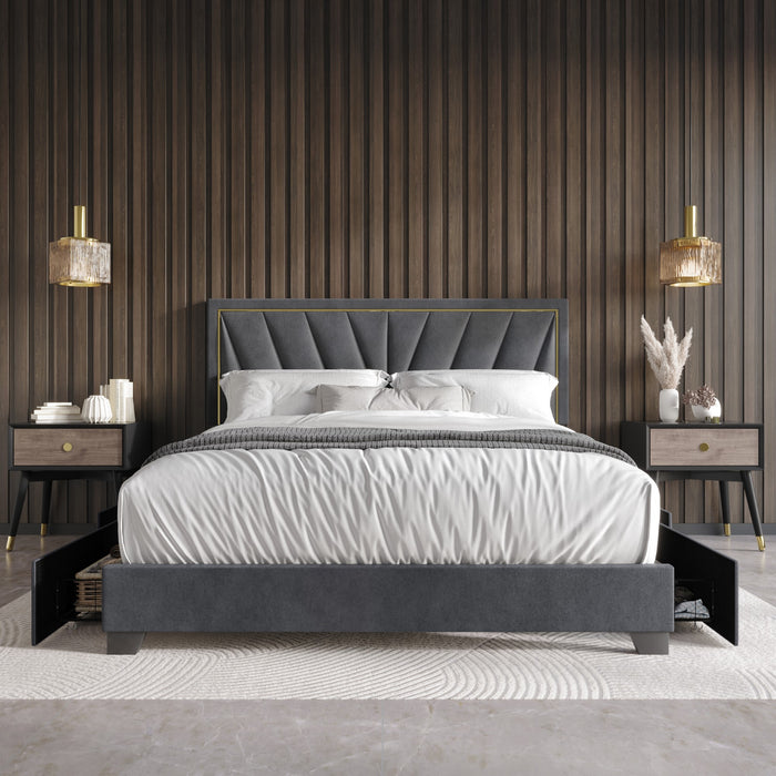 Home Design Valdez Upholstered Storage Platform Bed Frame