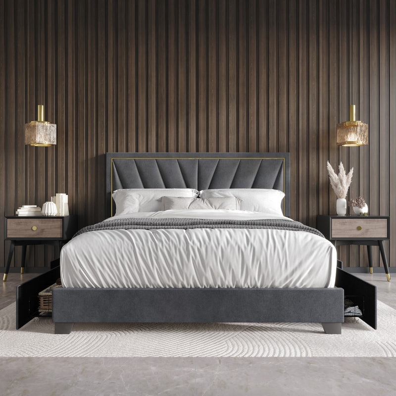 Home Design Valdez Upholstered Storage Platform Bed Frame