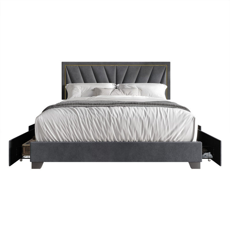 Home Design Valdez Upholstered Storage Platform Bed Frame