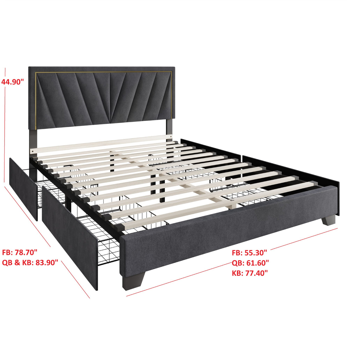 Home Design Valdez Upholstered Storage Platform Bed Frame