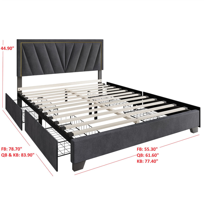 Home Design Valdez Upholstered Storage Platform Bed Frame
