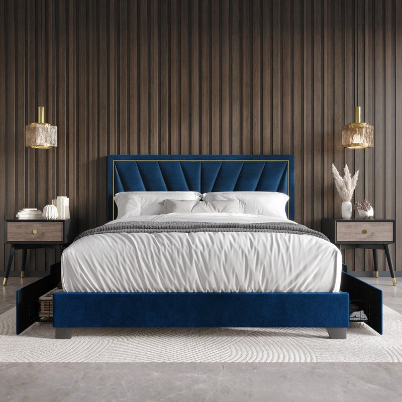 Home Design Valdez Upholstered Storage Platform Bed Frame