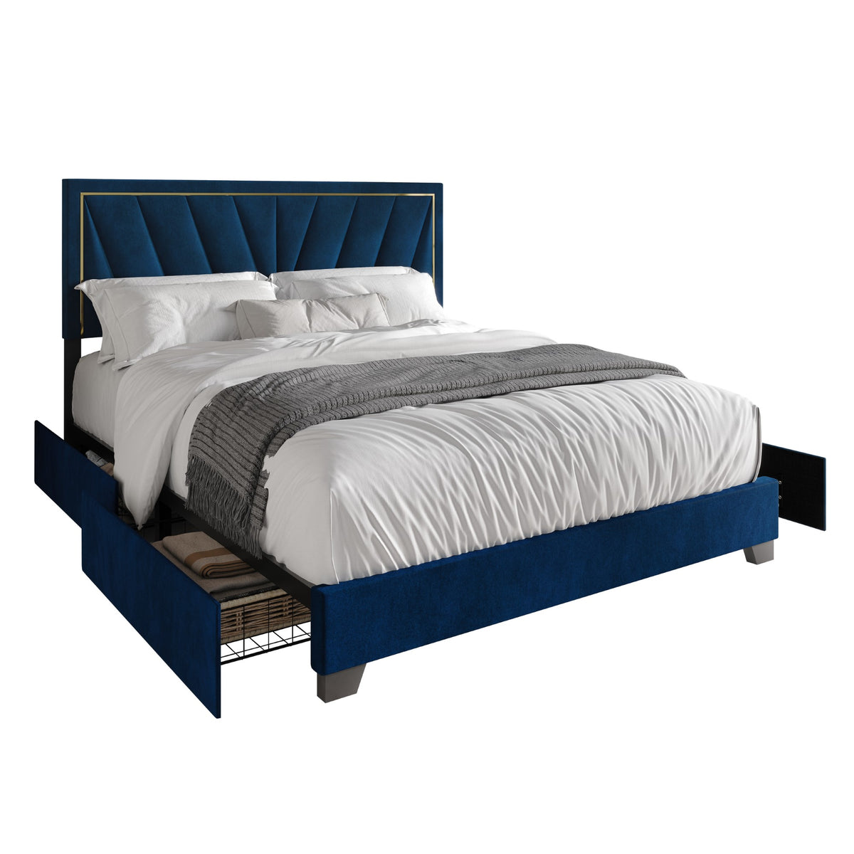 Home Design Valdez Upholstered Storage Platform Bed Frame
