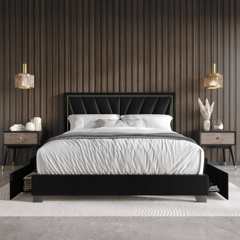 Home Design Valdez Upholstered Storage Platform Bed Frame