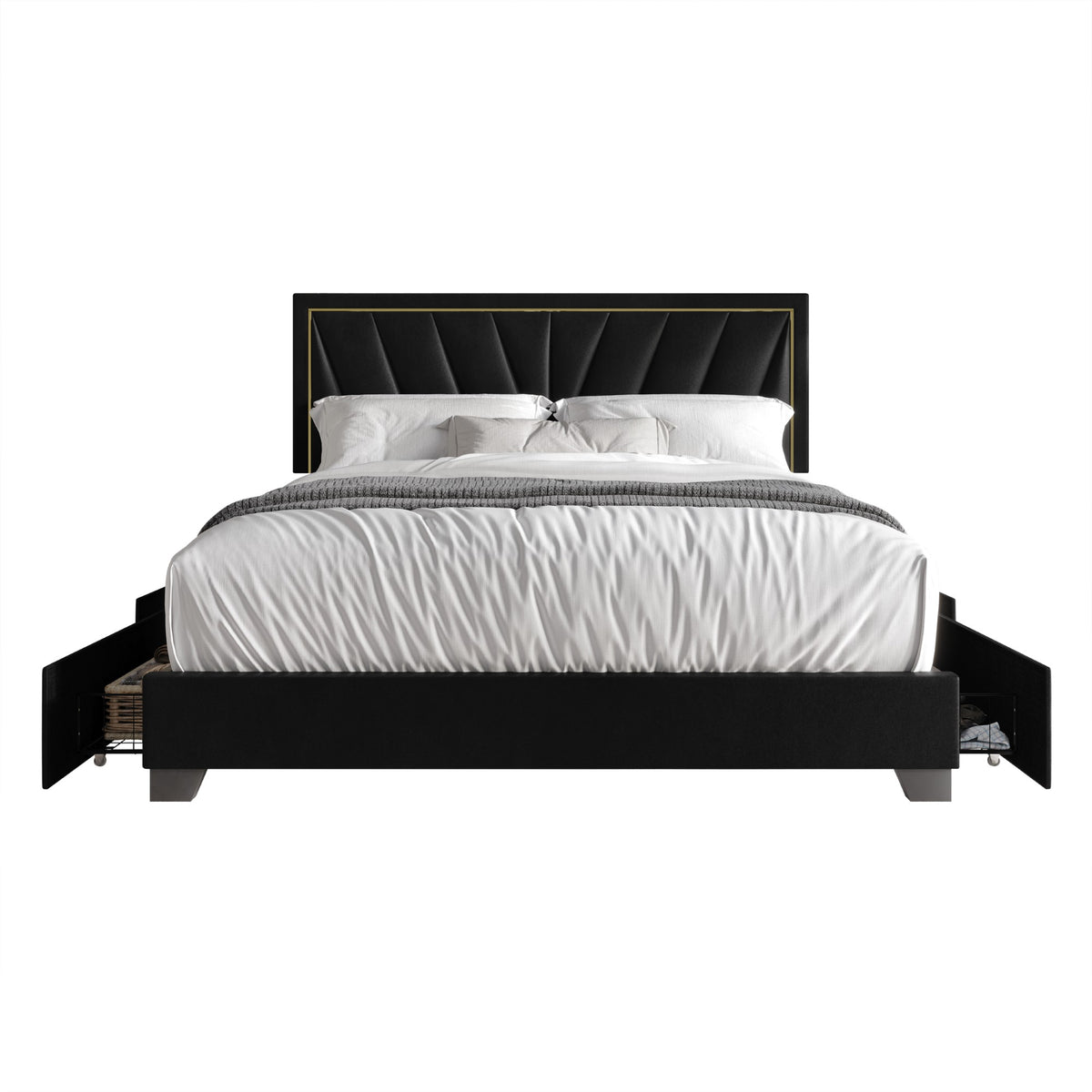 Home Design Valdez Upholstered Storage Platform Bed Frame