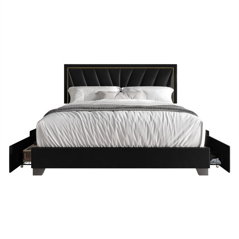 Home Design Valdez Upholstered Storage Platform Bed Frame