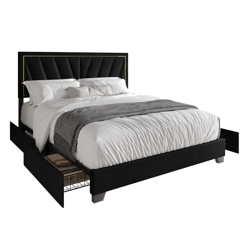 Home Design Valdez Upholstered Storage Platform Bed Frame