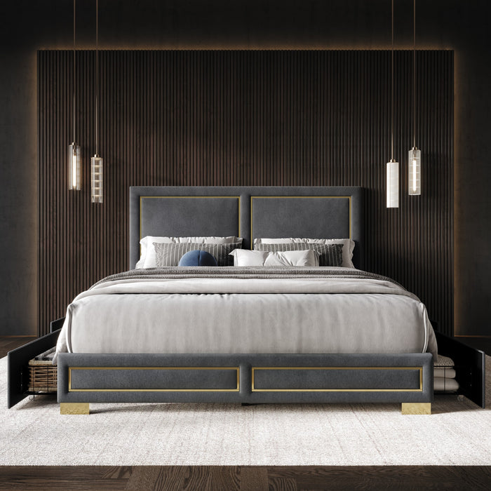 Home Design Jasper Upholstered Storage Platform Bed Frame