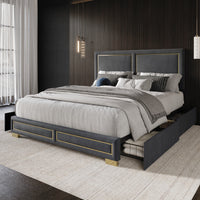 Home Design Jasper Upholstered Storage Platform Bed Frame