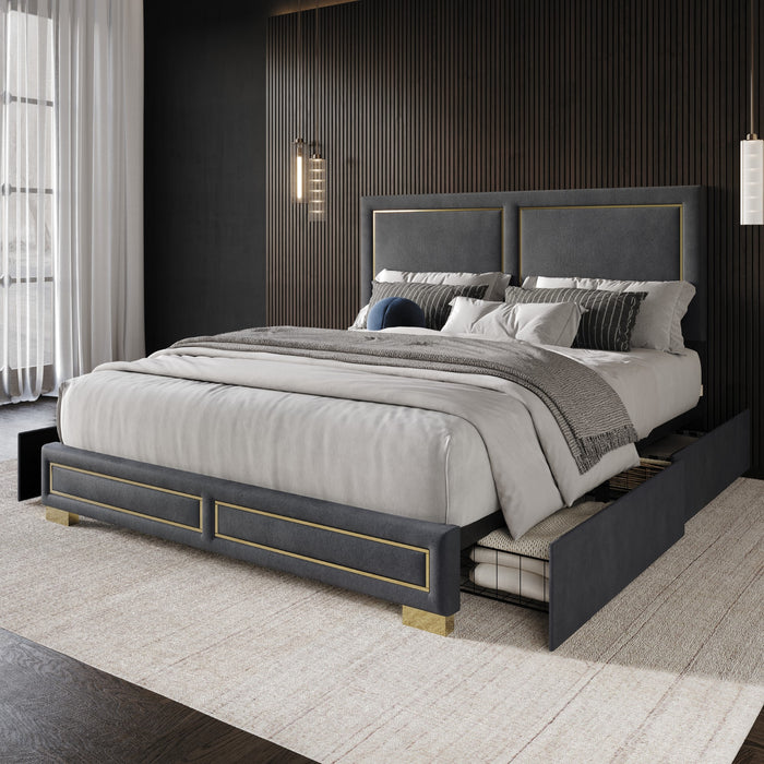 Home Design Jasper Upholstered Storage Platform Bed Frame