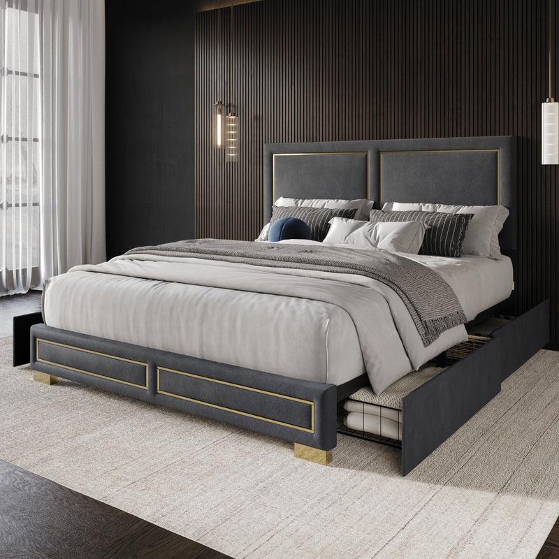 Home Design Jasper Upholstered Storage Platform Bed Frame