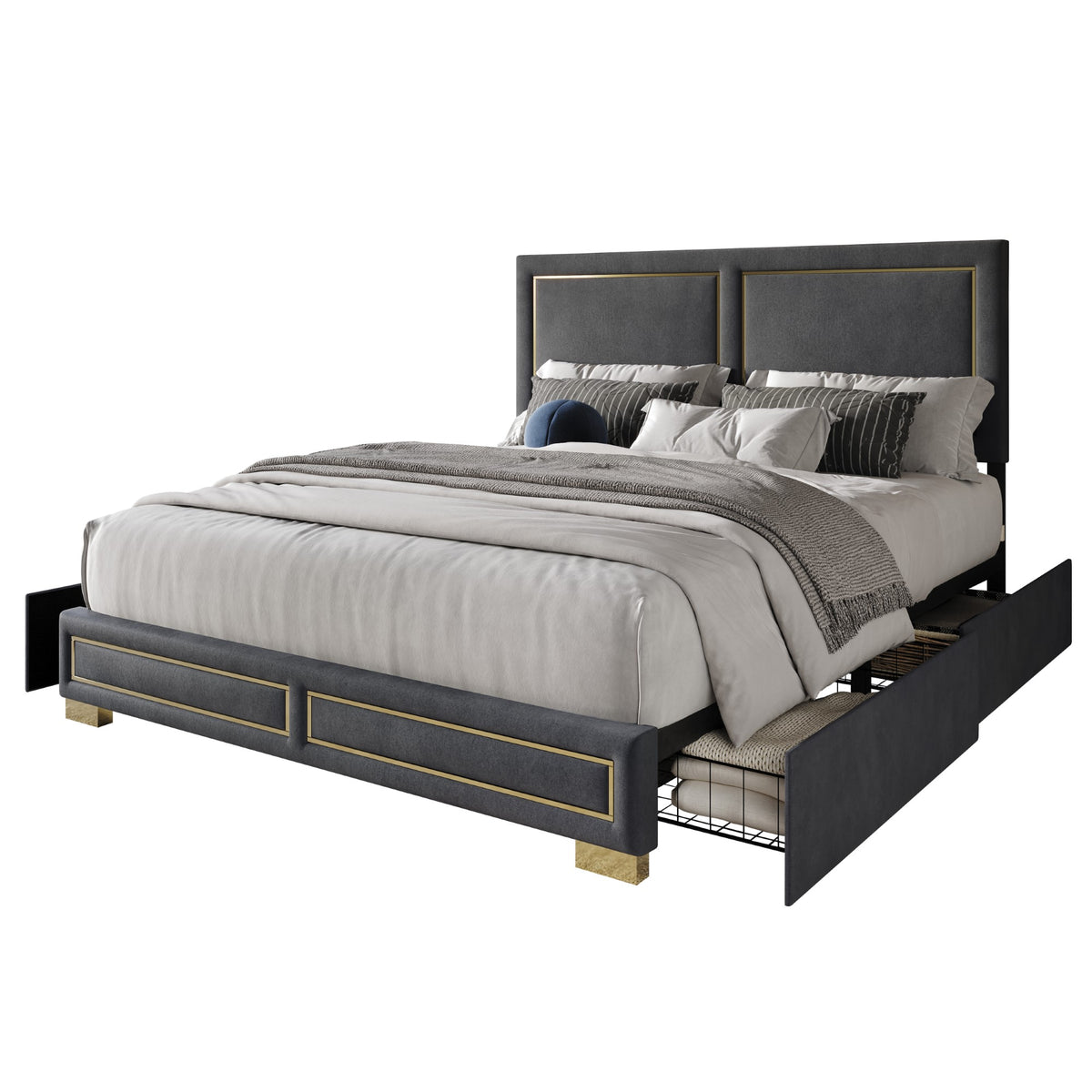 Home Design Jasper Upholstered Storage Platform Bed Frame