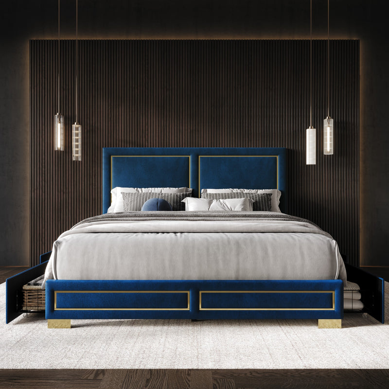Home Design Jasper Upholstered Storage Platform Bed Frame