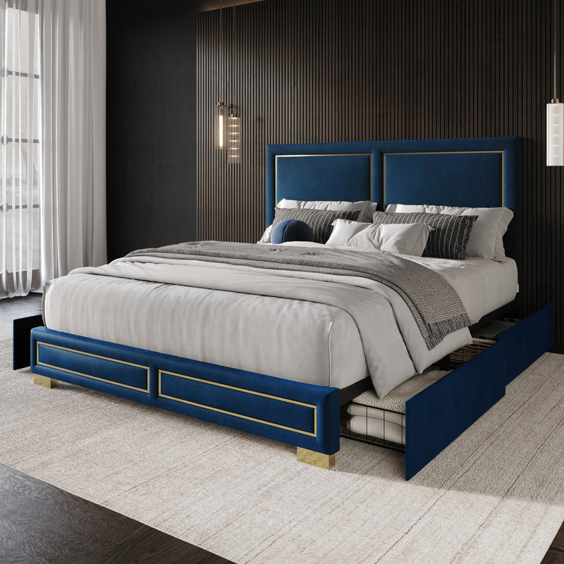 Home Design Jasper Upholstered Storage Platform Bed Frame