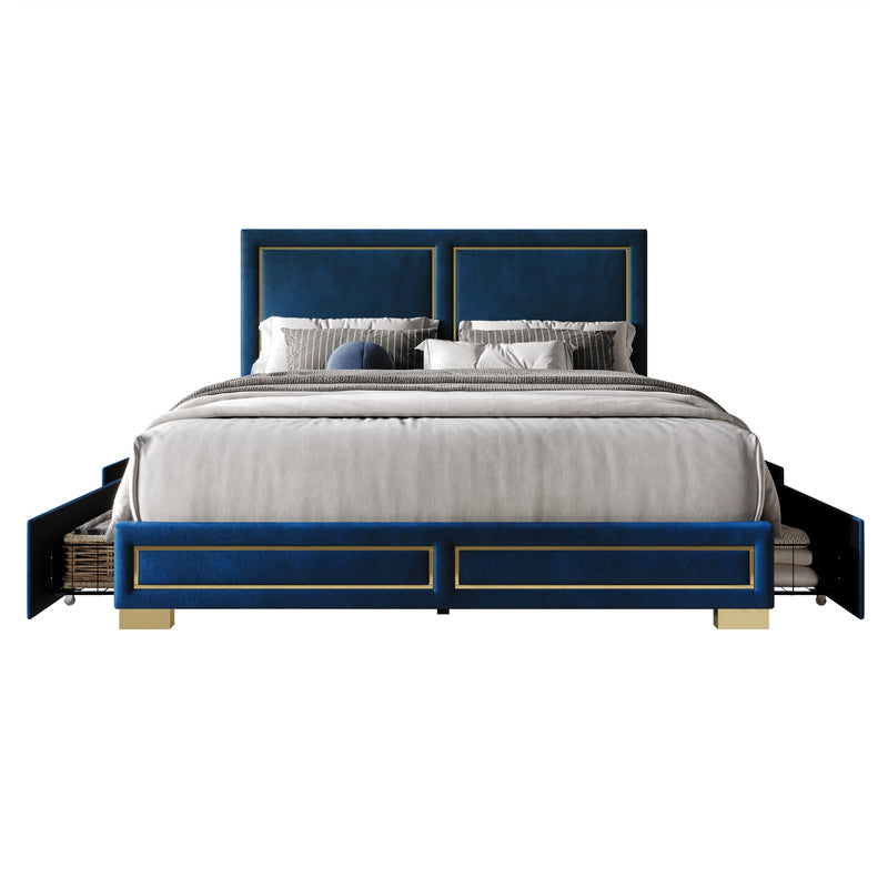 Home Design Jasper Upholstered Storage Platform Bed Frame