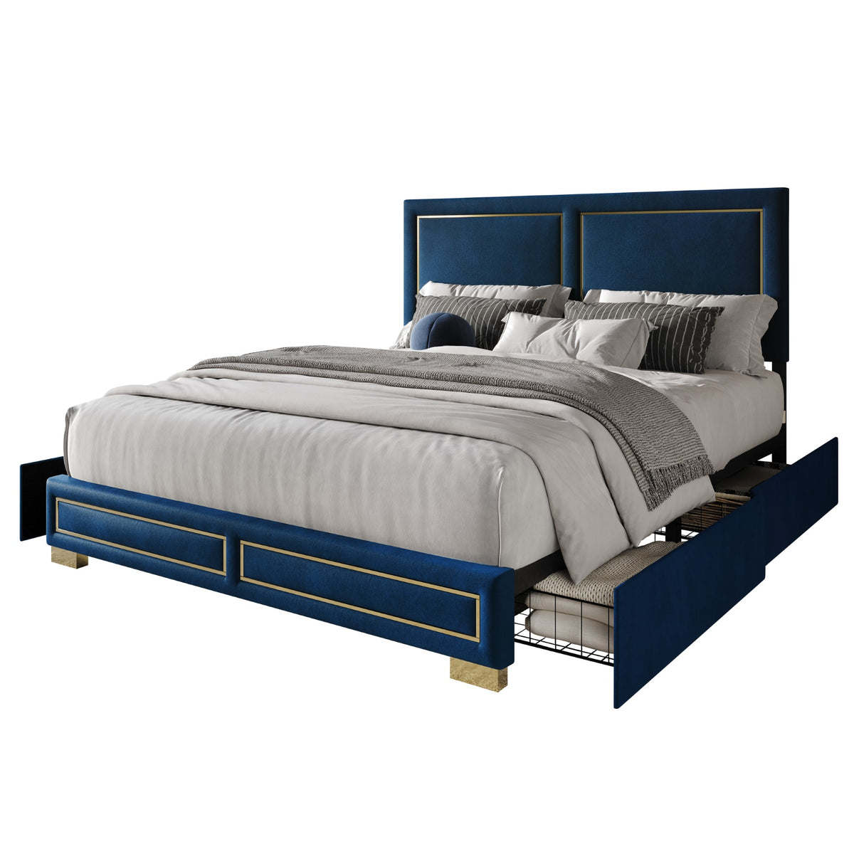 Home Design Jasper Upholstered Storage Platform Bed Frame