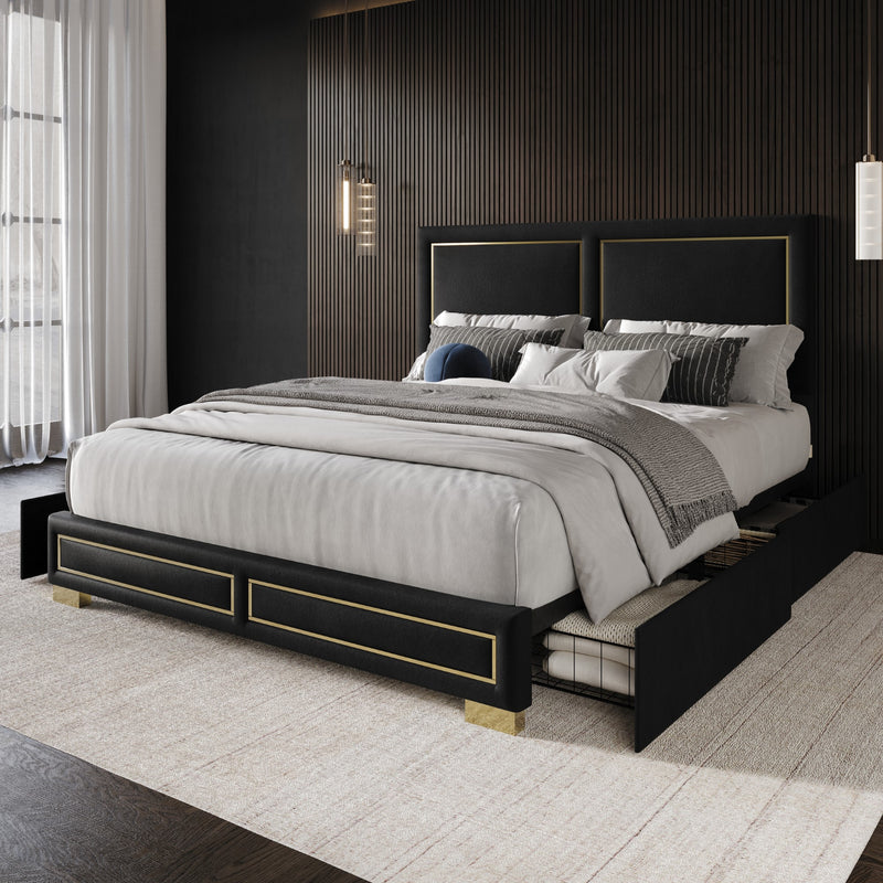 Home Design Jasper Upholstered Storage Platform Bed Frame