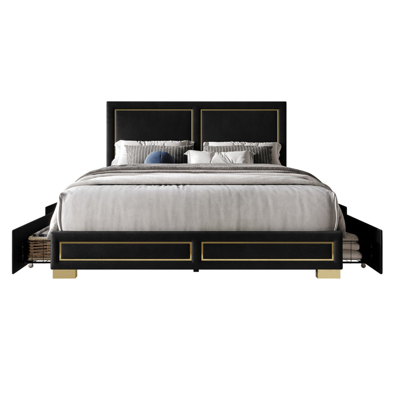 Home Design Jasper Upholstered Storage Platform Bed Frame
