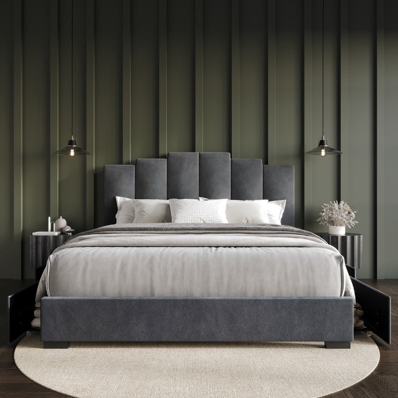 Home Design Yuma Upholstered Storage Platform Bed Frame