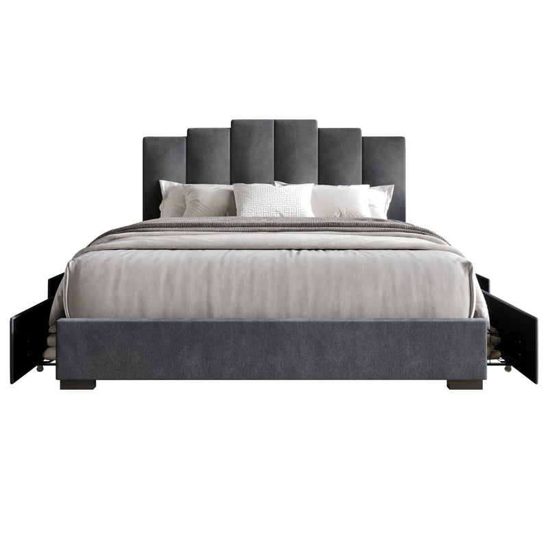 Home Design Yuma Upholstered Storage Platform Bed Frame
