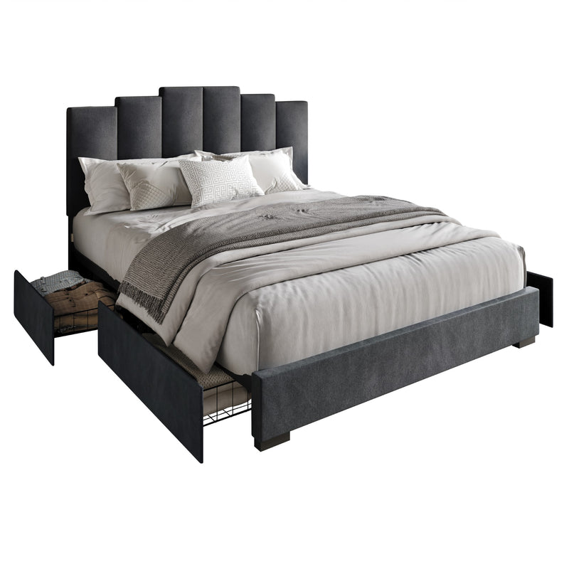 Home Design Yuma Upholstered Storage Platform Bed Frame