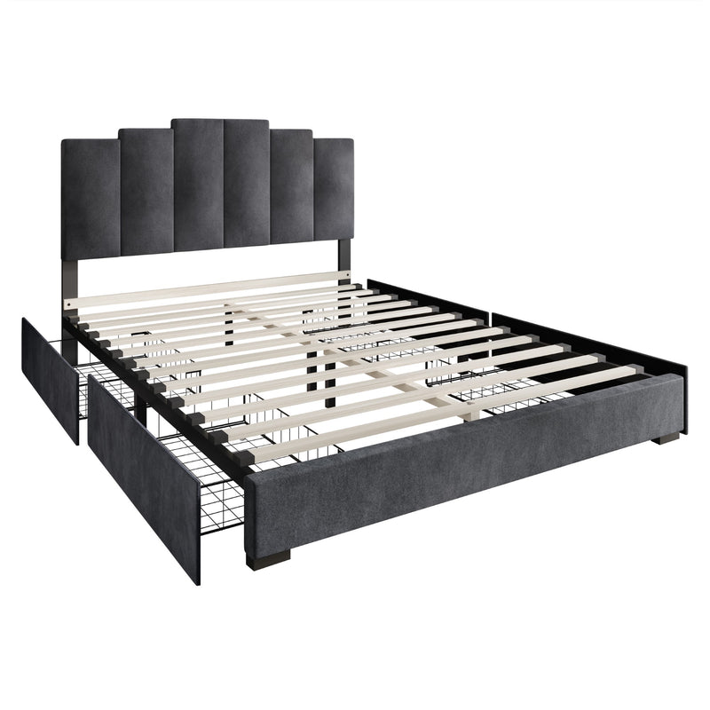 Home Design Yuma Upholstered Storage Platform Bed Frame