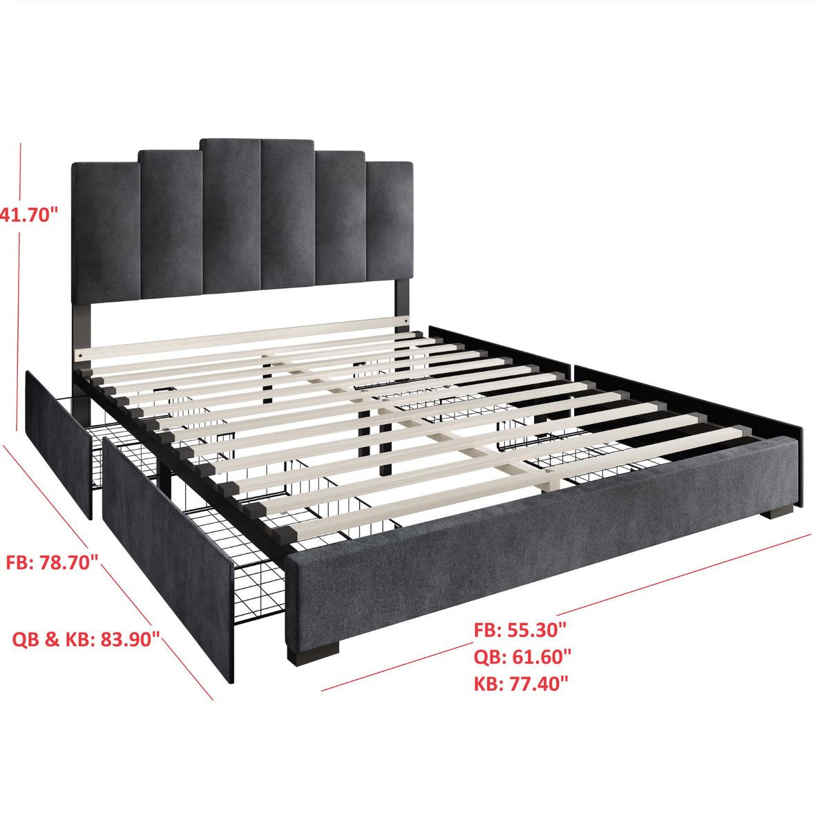 Home Design Yuma Upholstered Storage Platform Bed Frame
