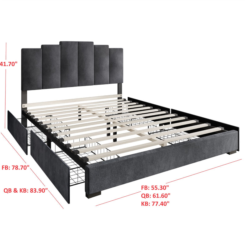 Home Design Yuma Upholstered Storage Platform Bed Frame