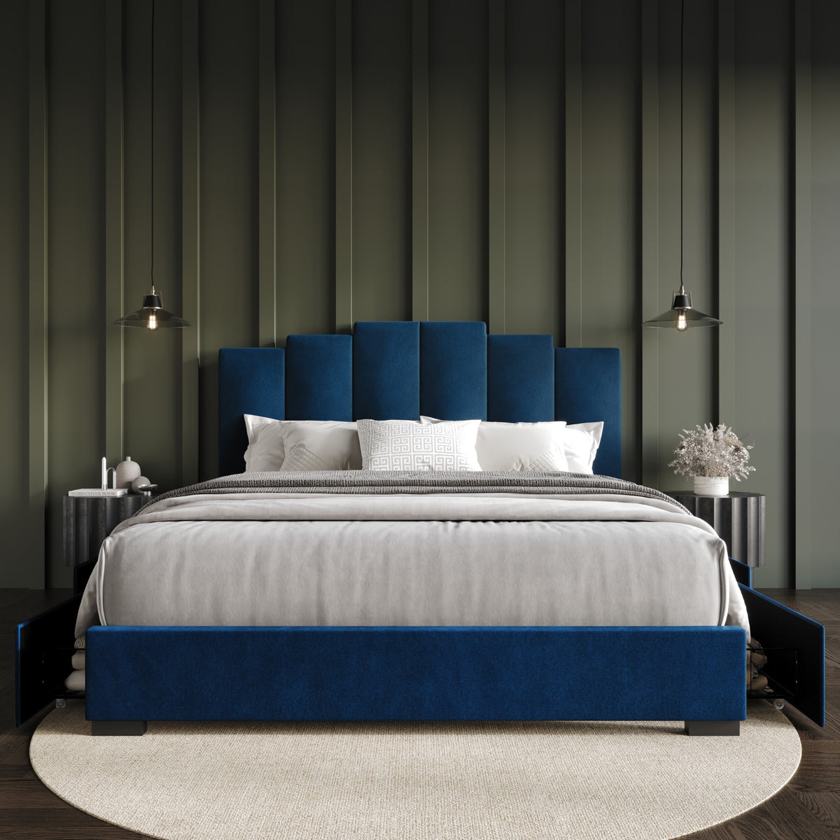 Home Design Yuma Upholstered Storage Platform Bed Frame