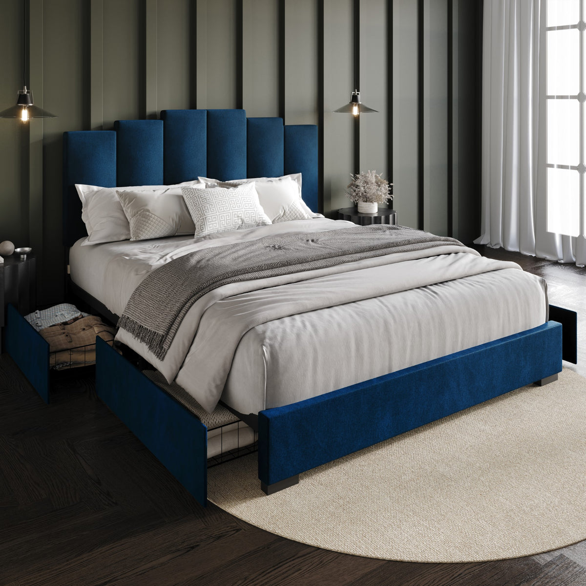 Home Design Yuma Upholstered Storage Platform Bed Frame