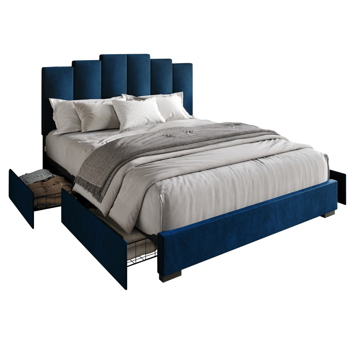 Home Design Yuma Upholstered Storage Platform Bed Frame