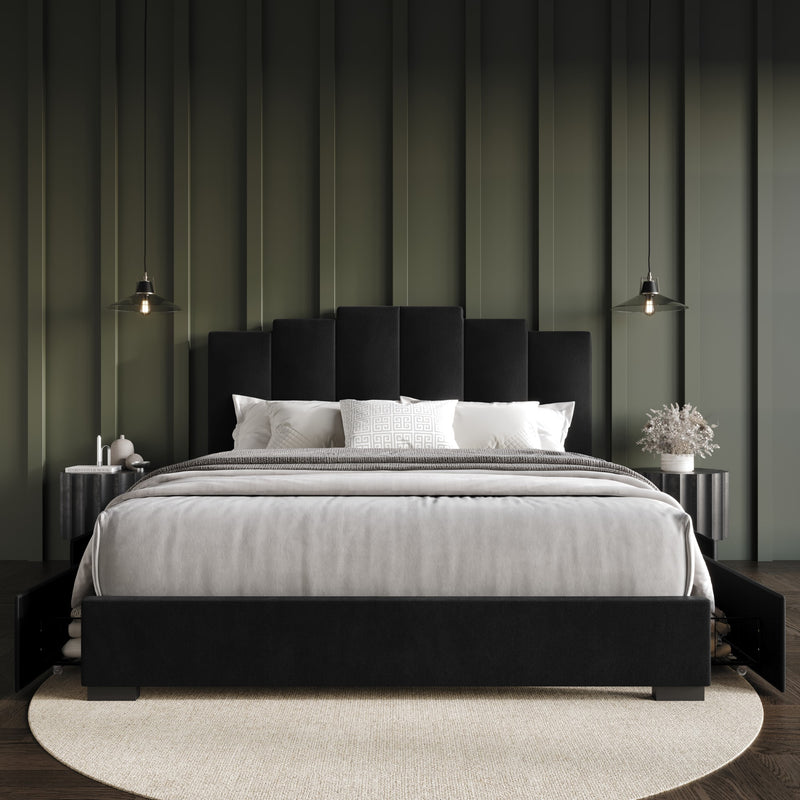 Home Design Yuma Upholstered Storage Platform Bed Frame