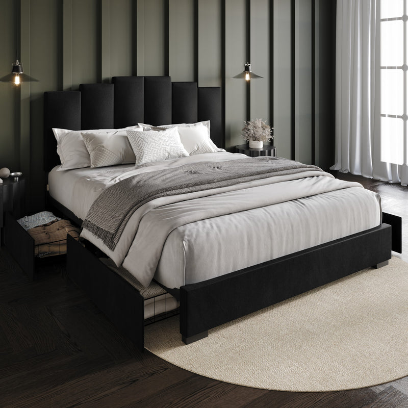 Home Design Yuma Upholstered Storage Platform Bed Frame