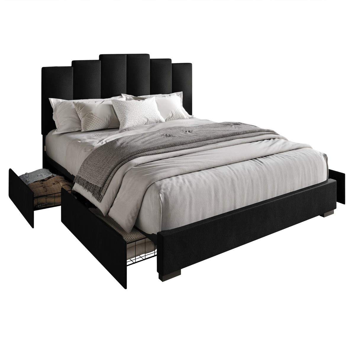 Home Design Yuma Upholstered Storage Platform Bed Frame