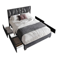 Home Design Hanover Upholstered Storage Platform Bed Frame