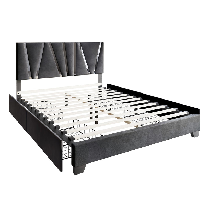 Home Design Hanover Upholstered Storage Platform Bed Frame