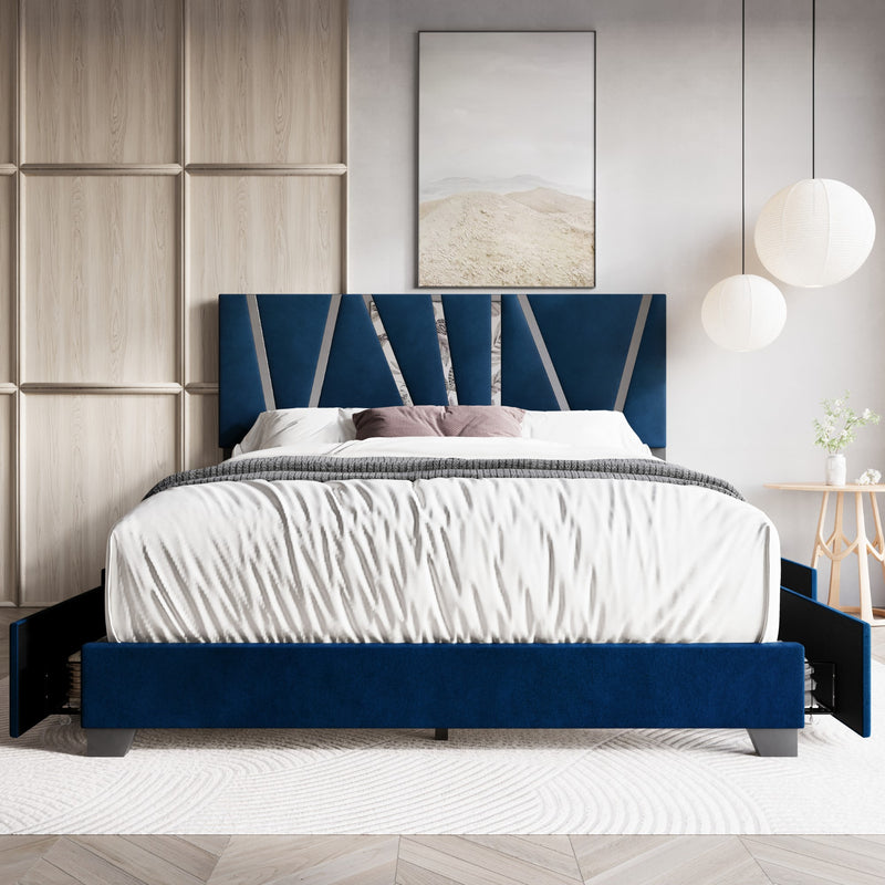 Home Design Hanover Upholstered Storage Platform Bed Frame