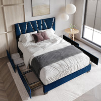 Home Design Hanover Upholstered Storage Platform Bed Frame