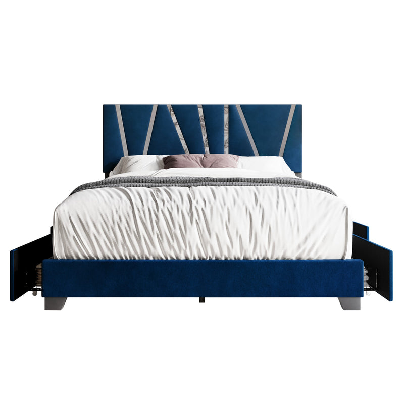 Home Design Hanover Upholstered Storage Platform Bed Frame