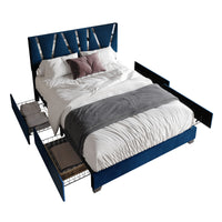 Home Design Hanover Upholstered Storage Platform Bed Frame