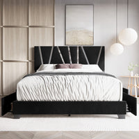Home Design Hanover Upholstered Storage Platform Bed Frame
