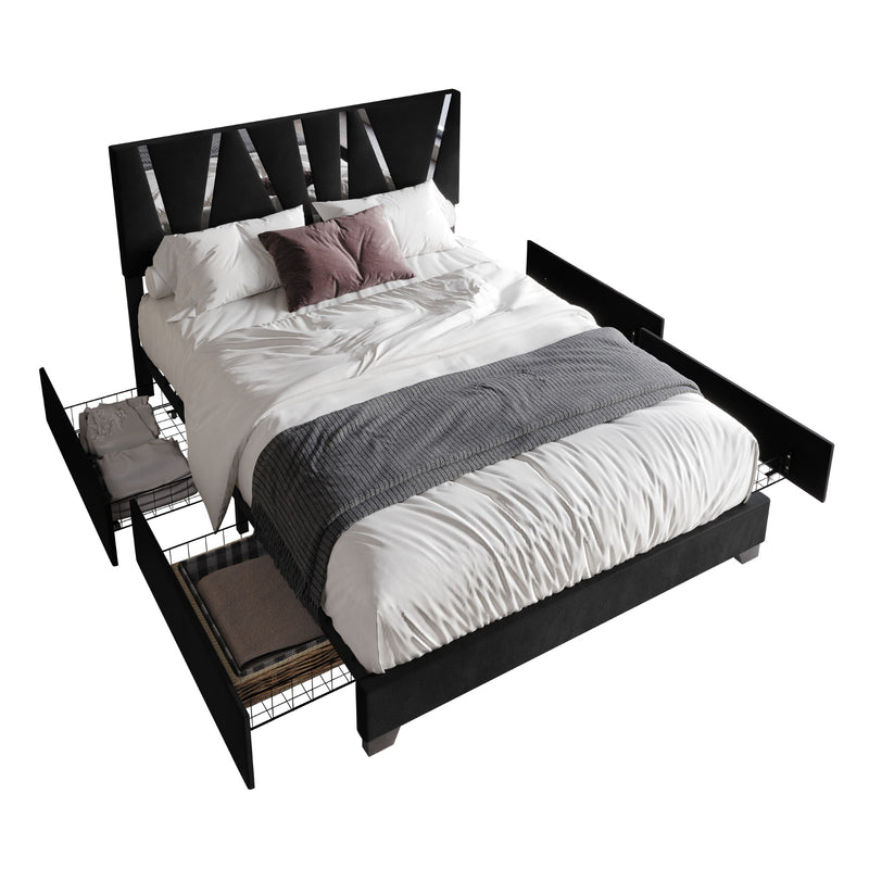 Home Design Hanover Upholstered Storage Platform Bed Frame