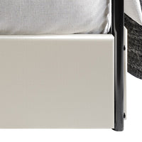 Home Design Harlan Upholstered Metal Storage Canopy Bed Frame, Beige