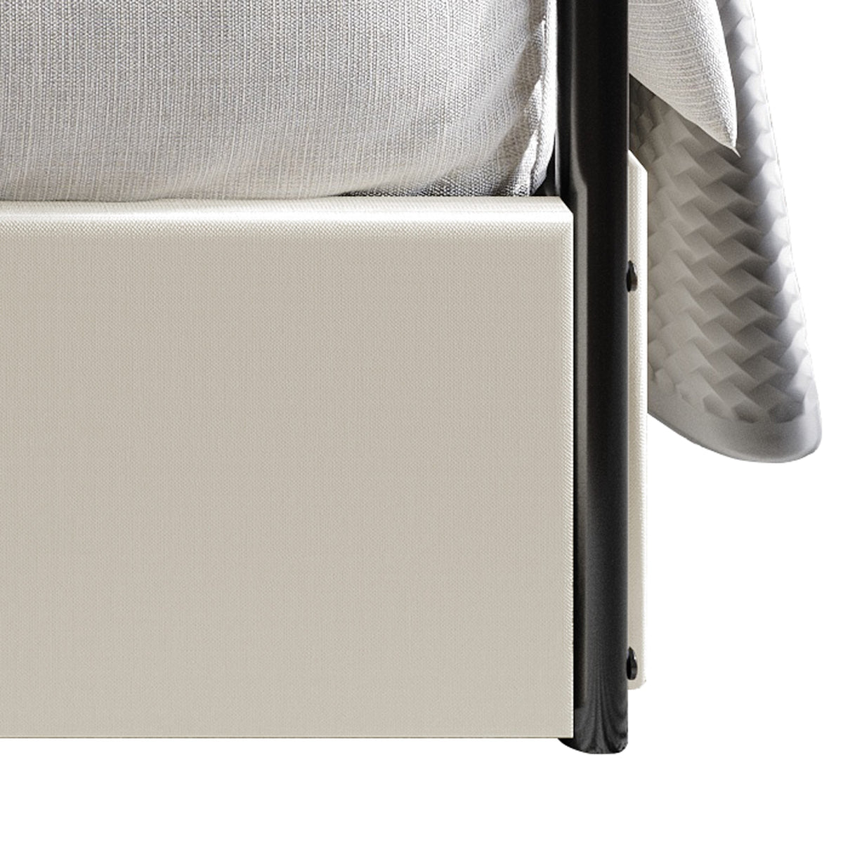 Home Design Passaic Upholstered Metal Storage Canopy Bed Frame for Adult, Beige