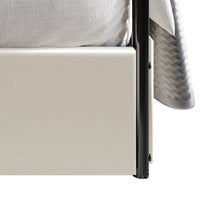 Home Design Passaic Upholstered Metal Storage Canopy Bed Frame for Adult, Beige