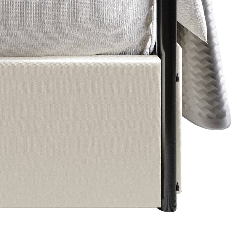 Home Design Passaic Upholstered Metal Storage Canopy Bed Frame for Adult, Beige